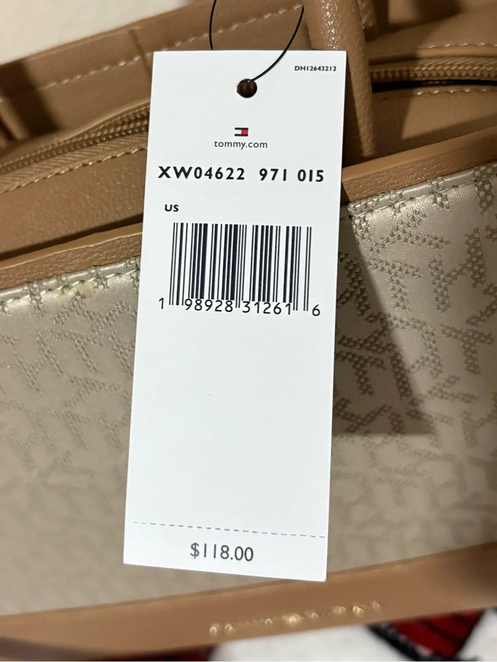 Tommy Hilfiger Beige & Tan Monogram Convertible Satchel